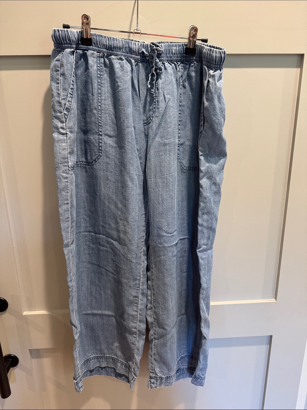 Splendid Light Blue Drawstring Denim Jogger Pants
